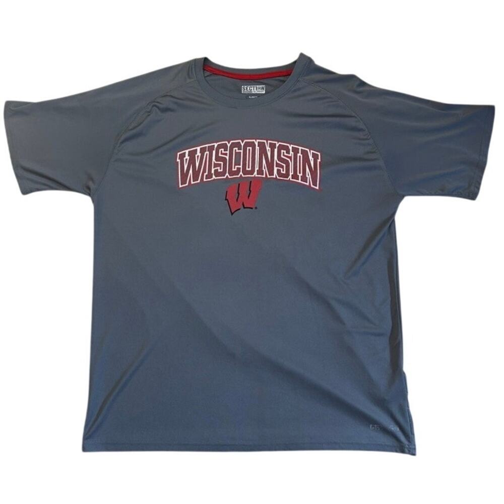 Wisconsin Badgers NCAA Knights apparel Section 101 gray poly shirt Size XL